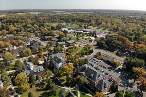Aerial view of the Albion College campus.