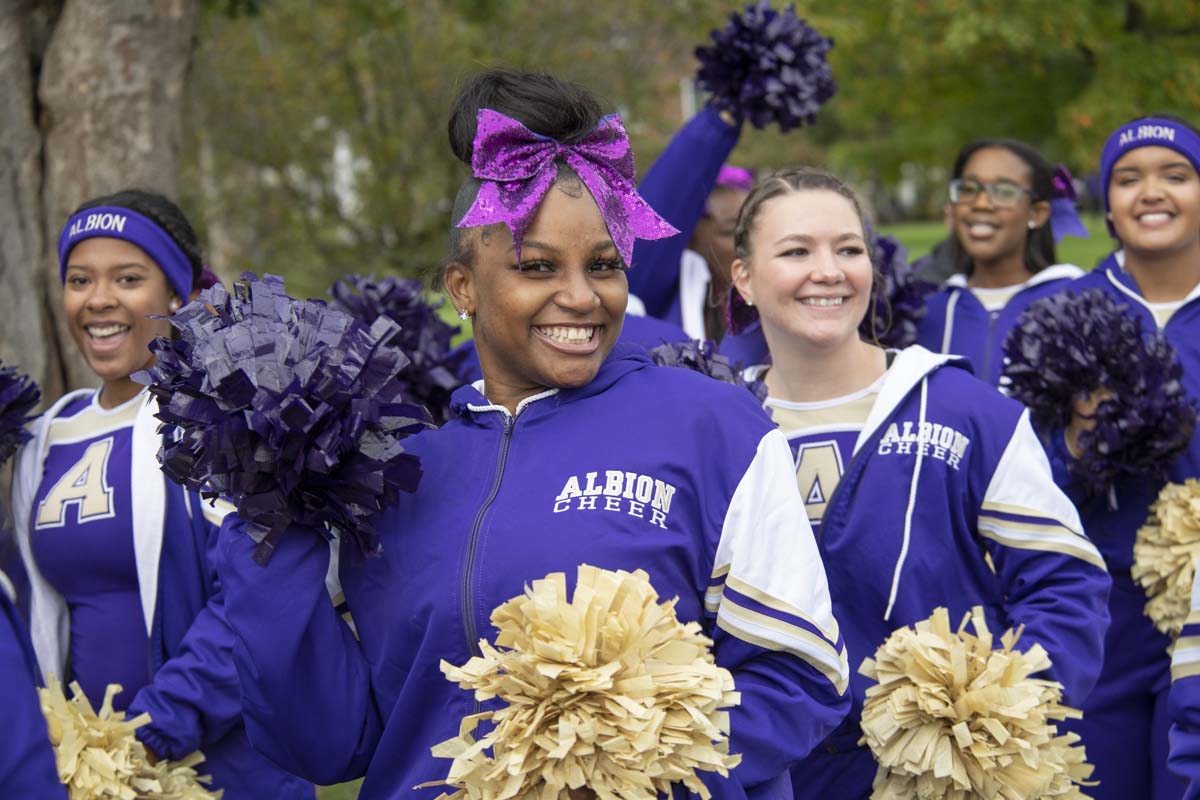 Members of Albion College Cheer Team.