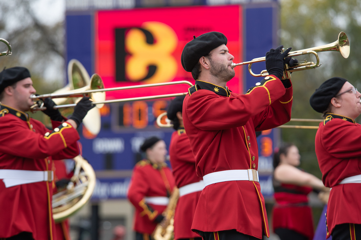 Members of the Albion College marching band.