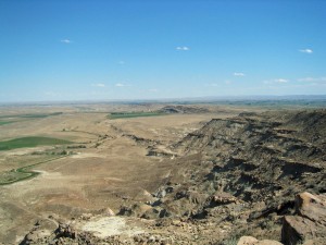 View of rocks at foot of mountain.