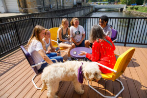 Education students downtown at the Ludington Center.