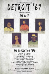 Detroit ;67 poster with dates and polaroid pictures