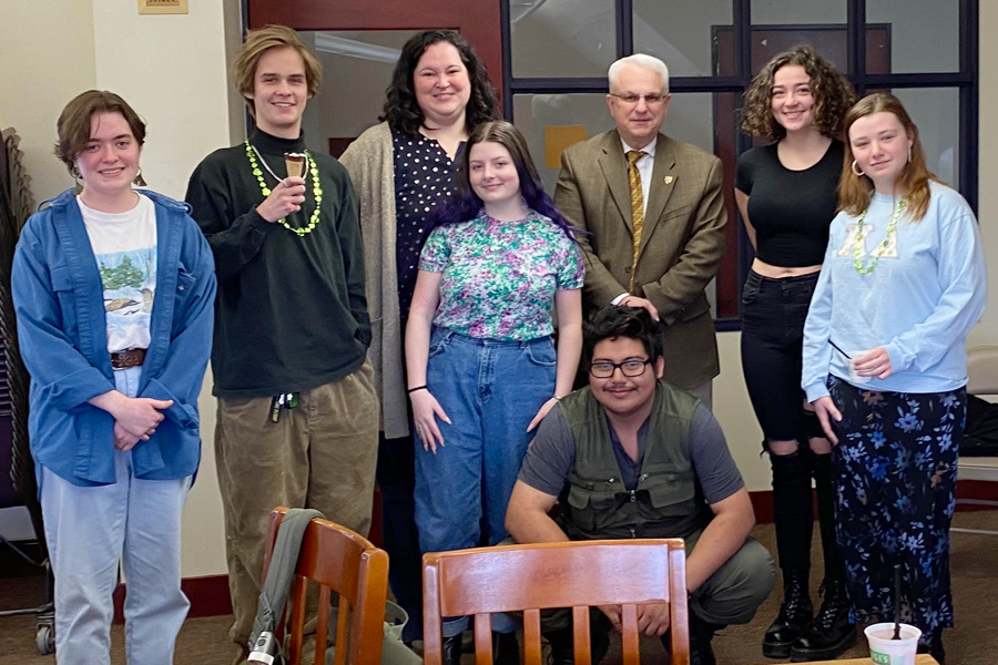 The Pleiad staff with Interim President Joe Calvaruso. 