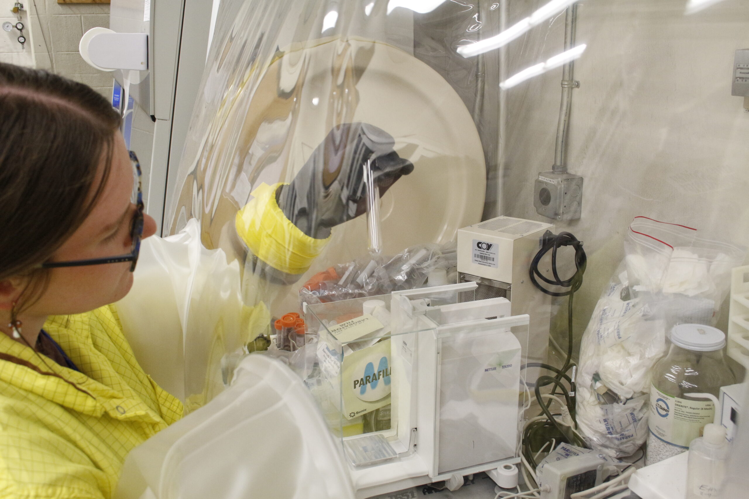 A close of up McDowell working on elements