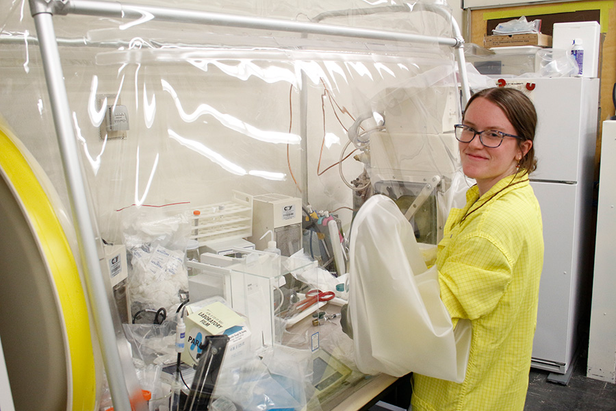 McDowell works with rare earth elements in the lab