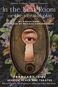 An eye looks through a keyhole. The keyhole is adorned with flowers. 