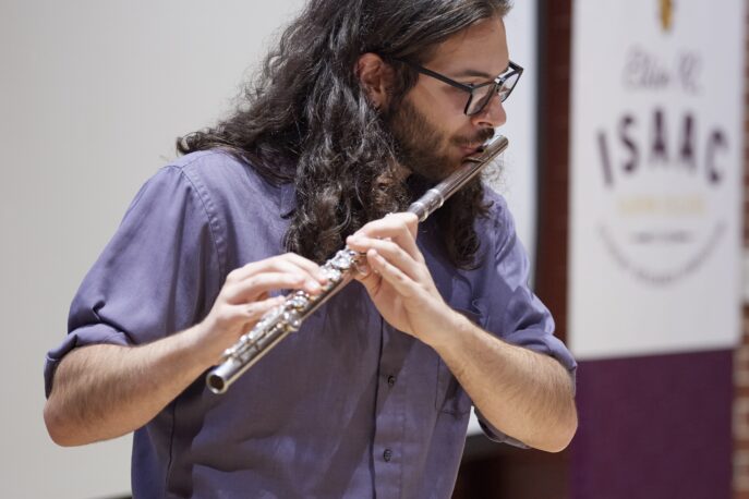 Luke Rivard playing flute